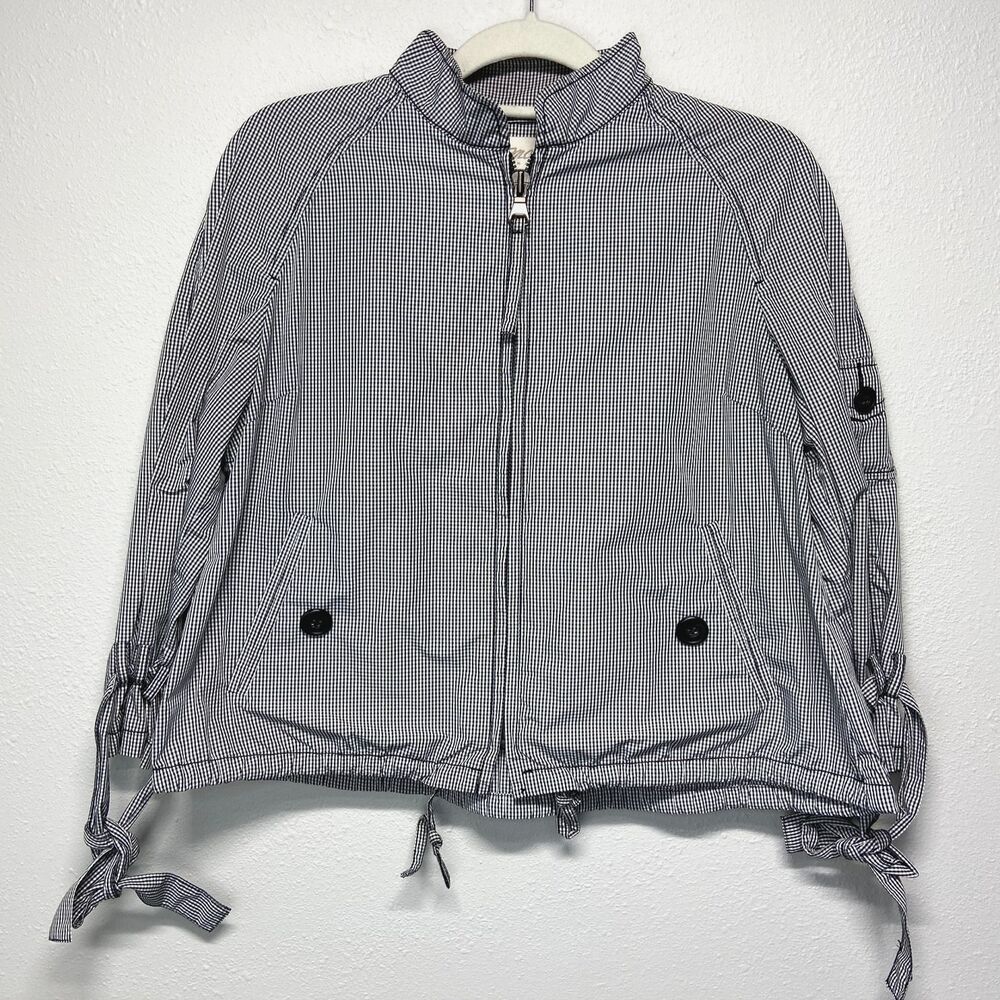 Marlboro Classics Womens Black White Plaid Check Full Zip Windbreaker EU44